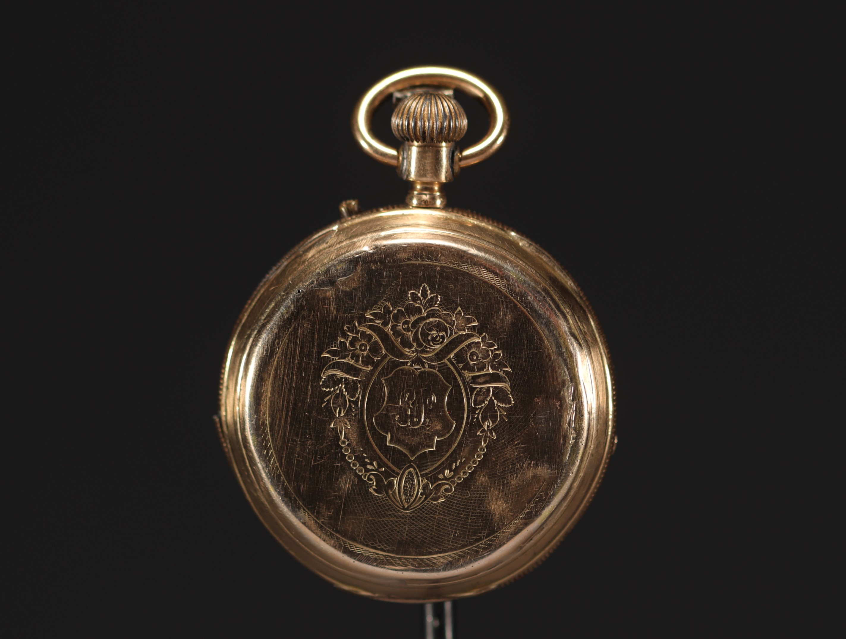 Pocket watch in 14k gold, total weight 77.6 g. - Image 2 of 3