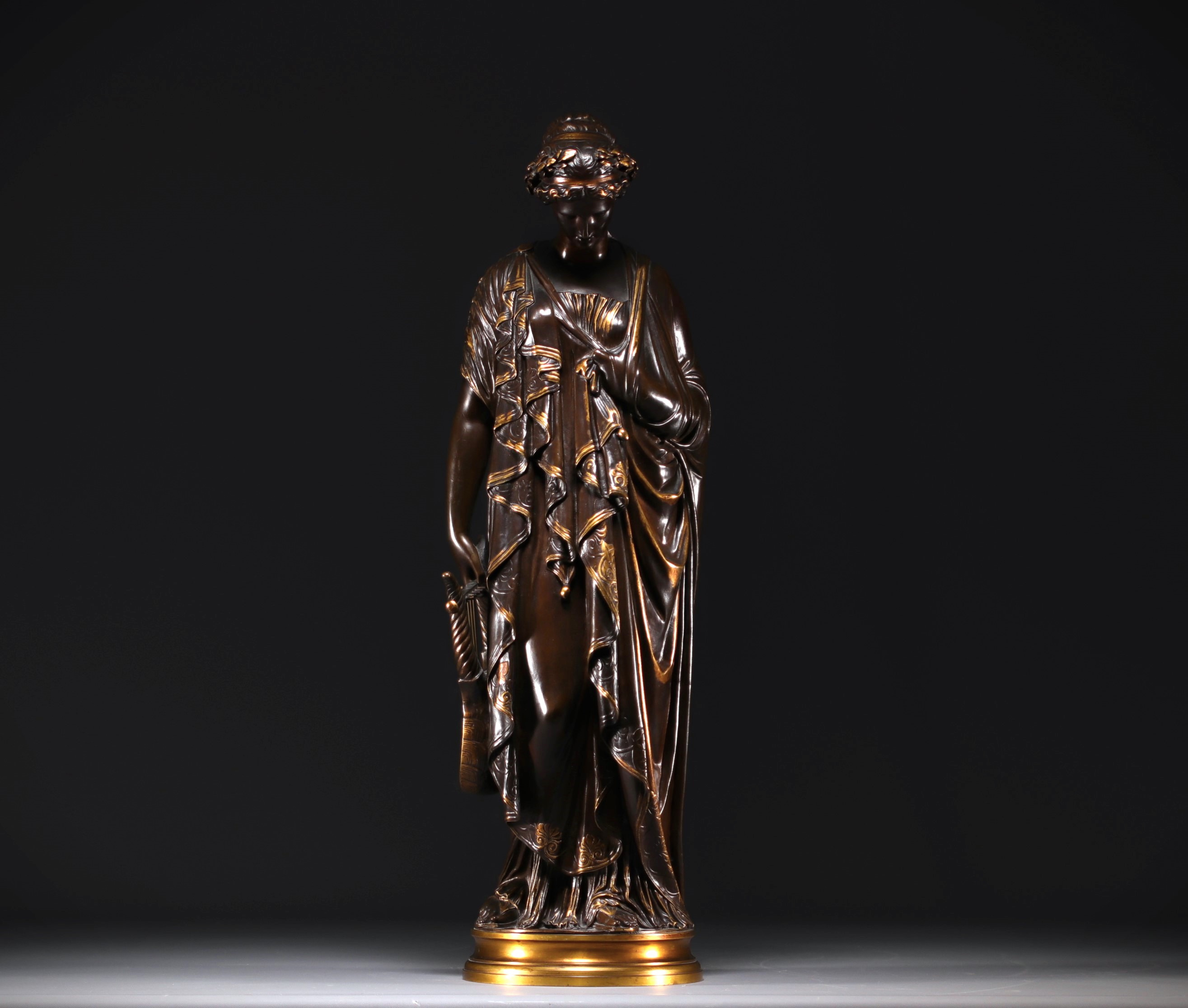 Jean-Baptiste CLESINGER (1814-1883) "La joueuse de lyre" bronze sculpture with two patinas from the  - Image 2 of 6