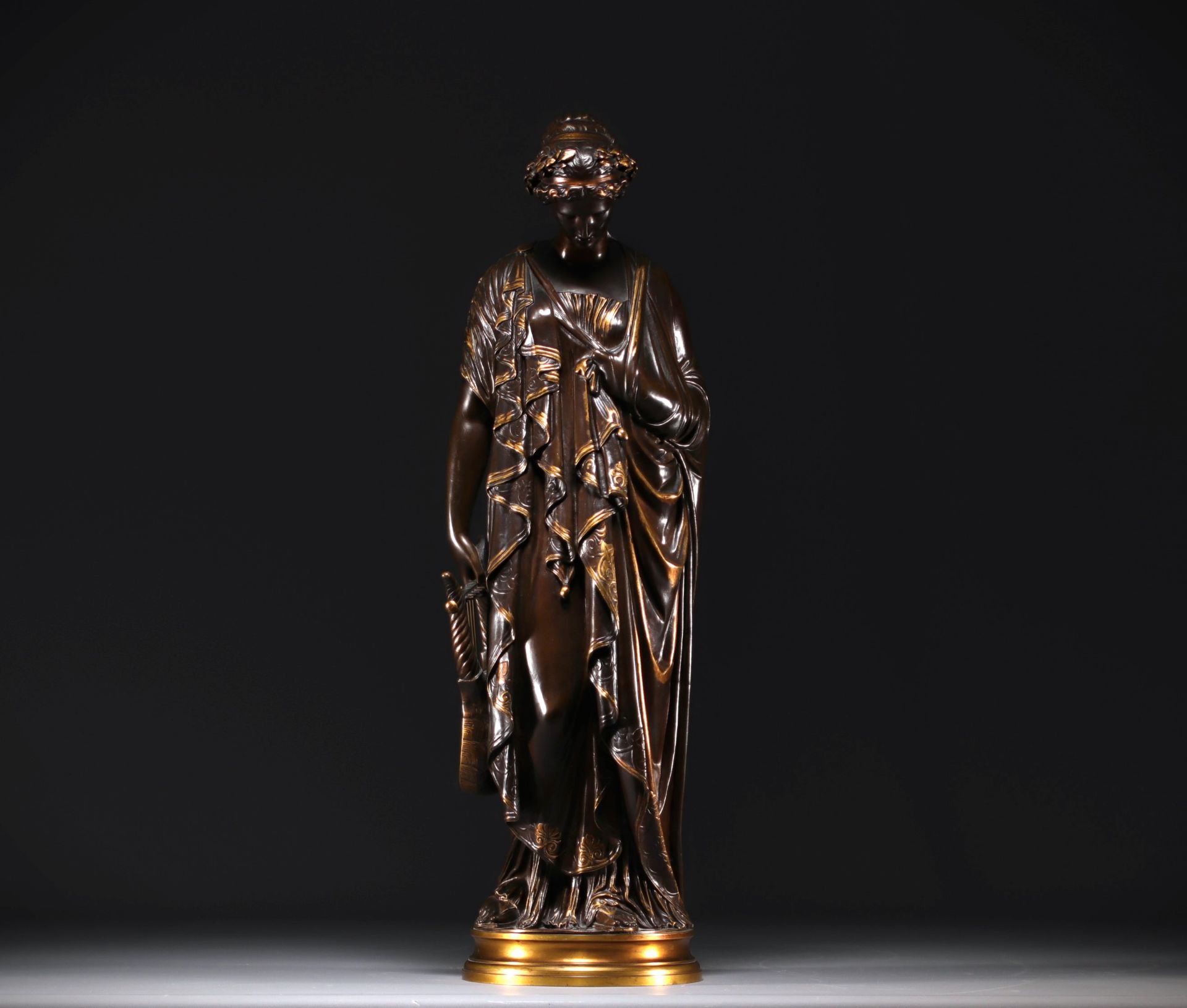 Jean-Baptiste CLESINGER (1814-1883) "La joueuse de lyre" bronze sculpture with two patinas from the  - Image 2 of 6