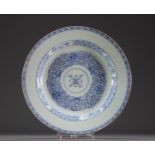 China - White-blue porcelain plate with floral decoration, Qianlong.