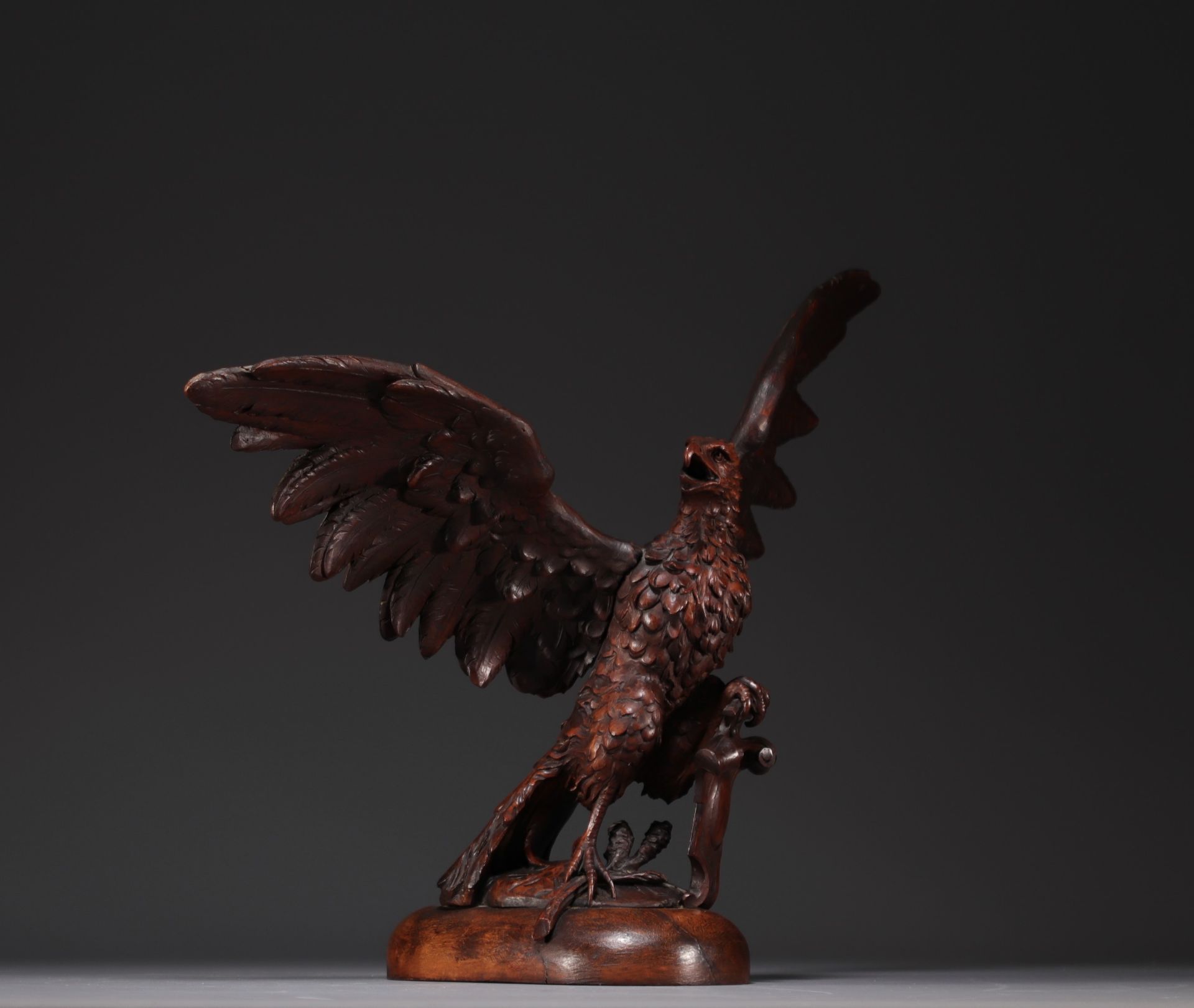 Royal eagle in carved walnut from the Black Forest, 19th century. - Image 3 of 3