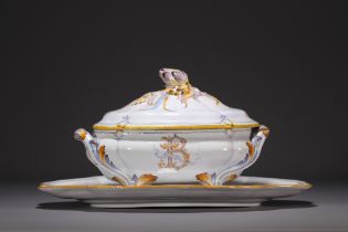 Emile GALLE (1846-1904) Ceramic tureen and tray "La Droite Voie" (The Straight Way)