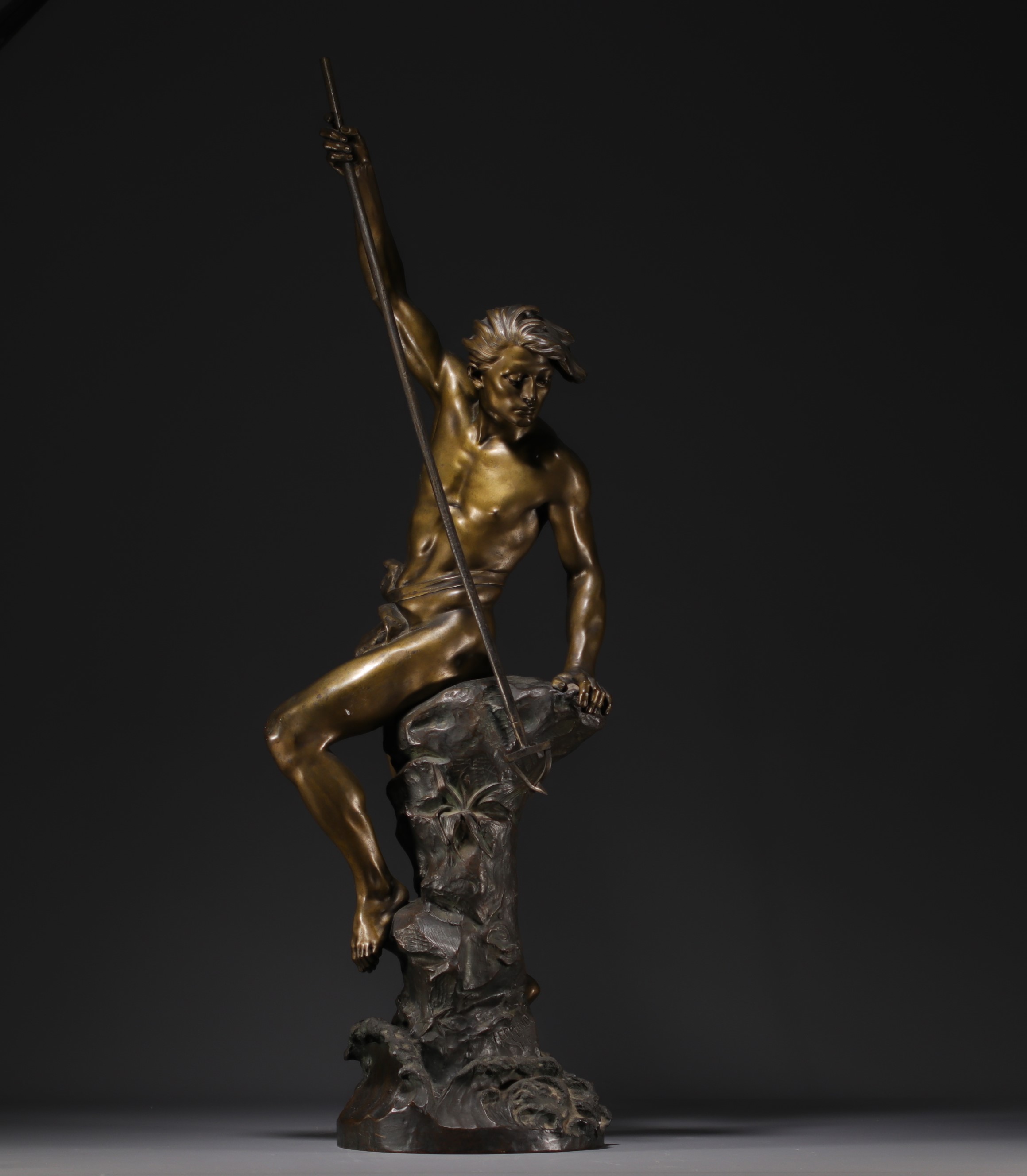 Ernest Justin FERRAND (1846-1932) "The young sinner" Sculpture in chased and patinated bronze.