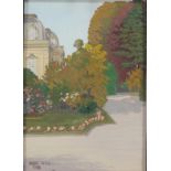 Nico KLOPP (1894-1930) "Ben Rath garden view" Watercolour and gouache.
