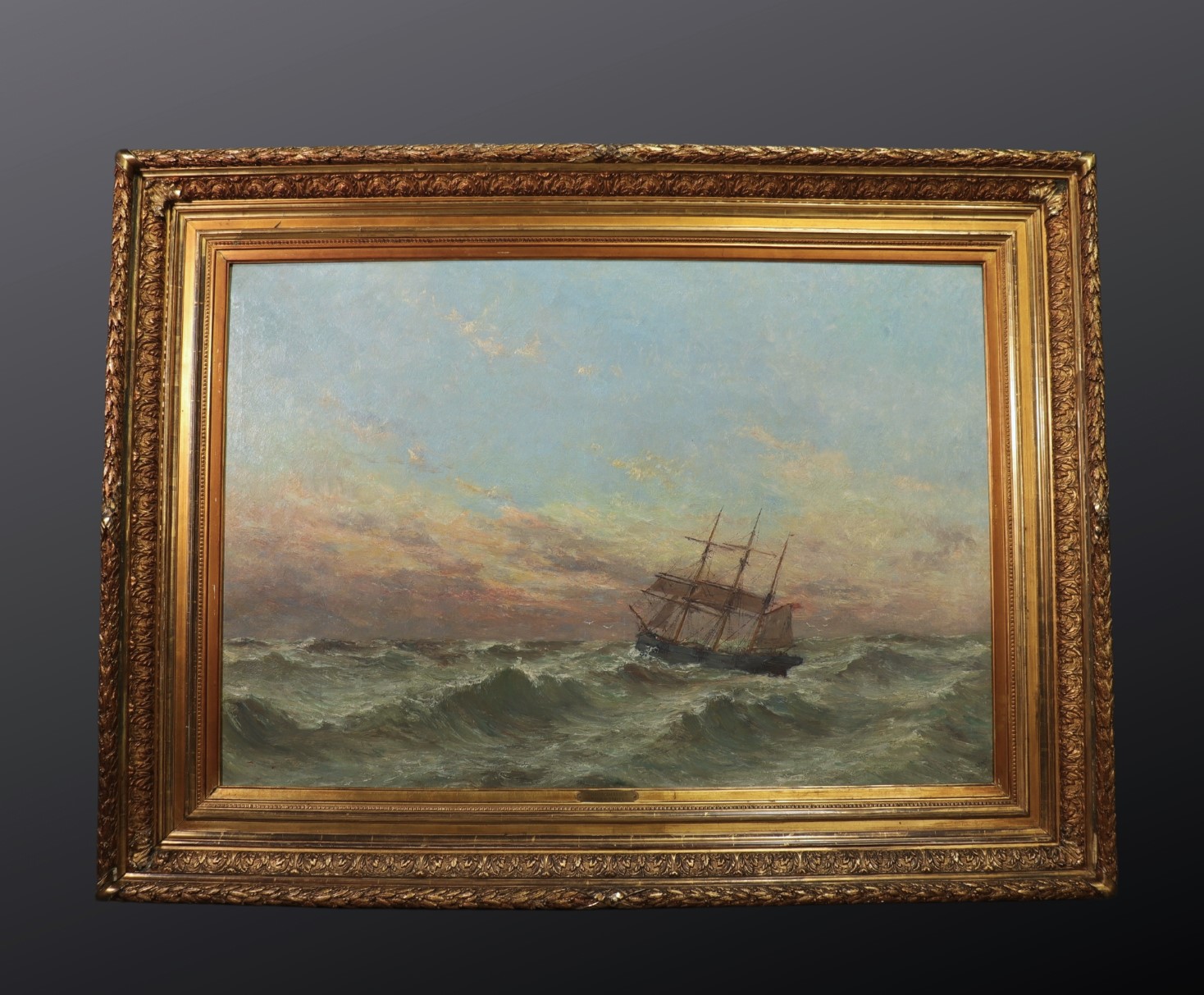 Romain STEPPE (1859-1927) "May Evening at Sea" Impressive oil on canvas, signed. - Image 2 of 3