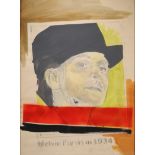 Marco BAVOS ? "Melvin Purvis in 1934" Mixed media on paper, 1979.