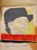 Marco BAVOS ? "Melvin Purvis in 1934" Mixed media on paper, 1979.