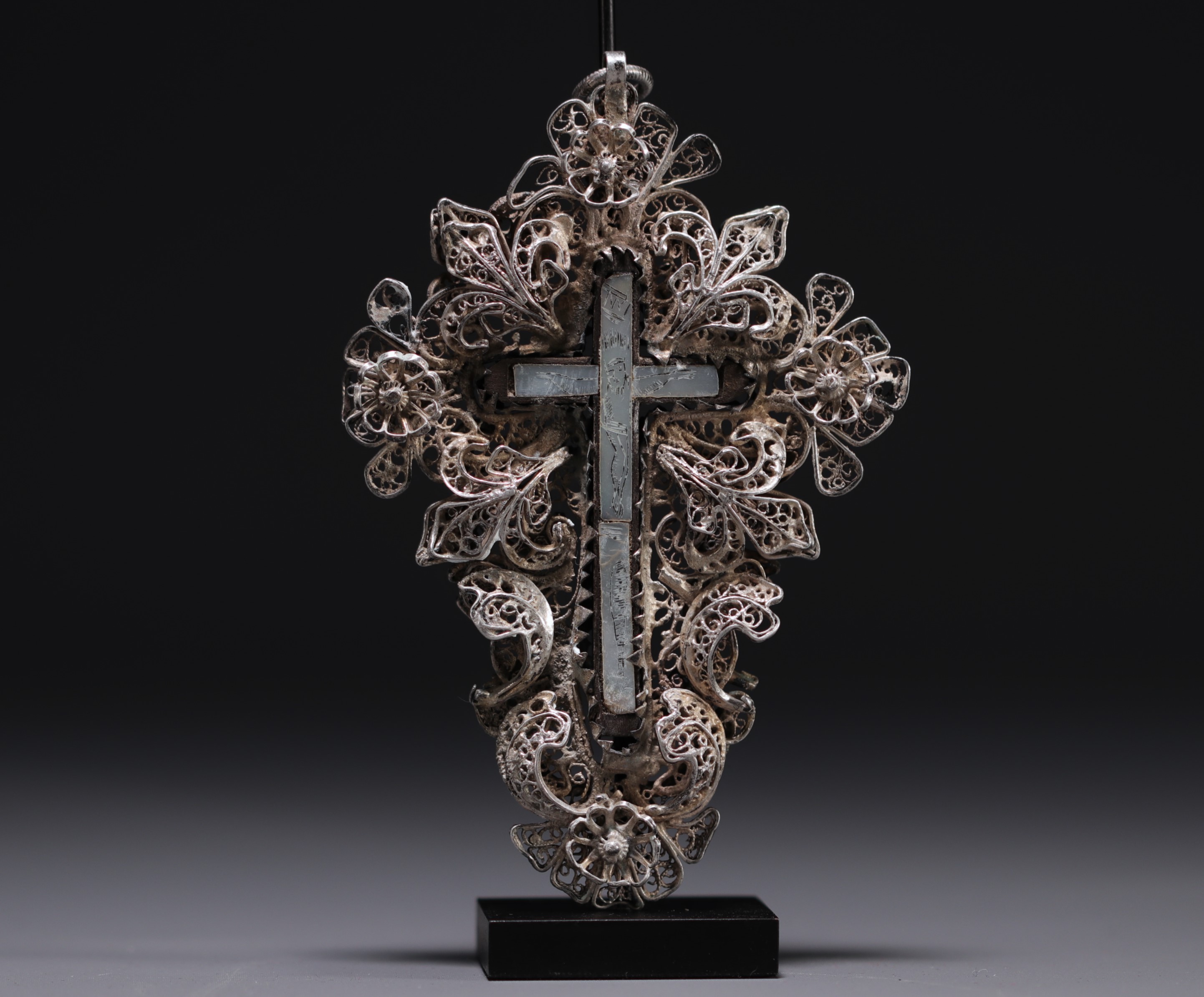 Rare filigree silver Christ on the cross, Russia, 18th century. - Image 2 of 2