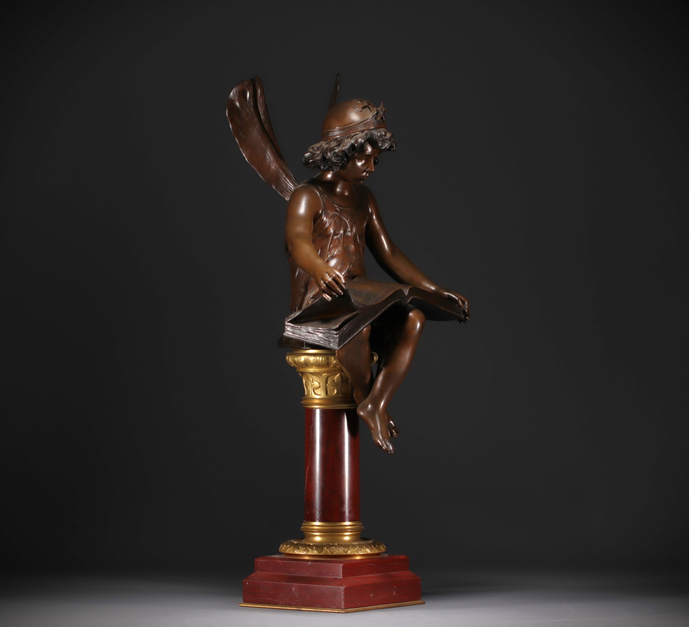 Alfred Joseph CHARRON (1863-1955) "Genie des sciences" Bronze with shaded brown patina, circa 1900. - Image 3 of 6