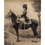 Jules MESSIAEN (1869-1956) "Cavalier" charcoal drawing, signed and dated 1903.