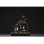 China - Bronze Buddha, trace of polychromy, 17th century.