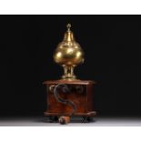 Walnut and brass coffee grinder, 18th-19th century.