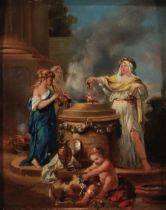 Joseph-Marie VIEN (1716-1809) In the style of "Sacrifice to Jupiter" Oil on panel.