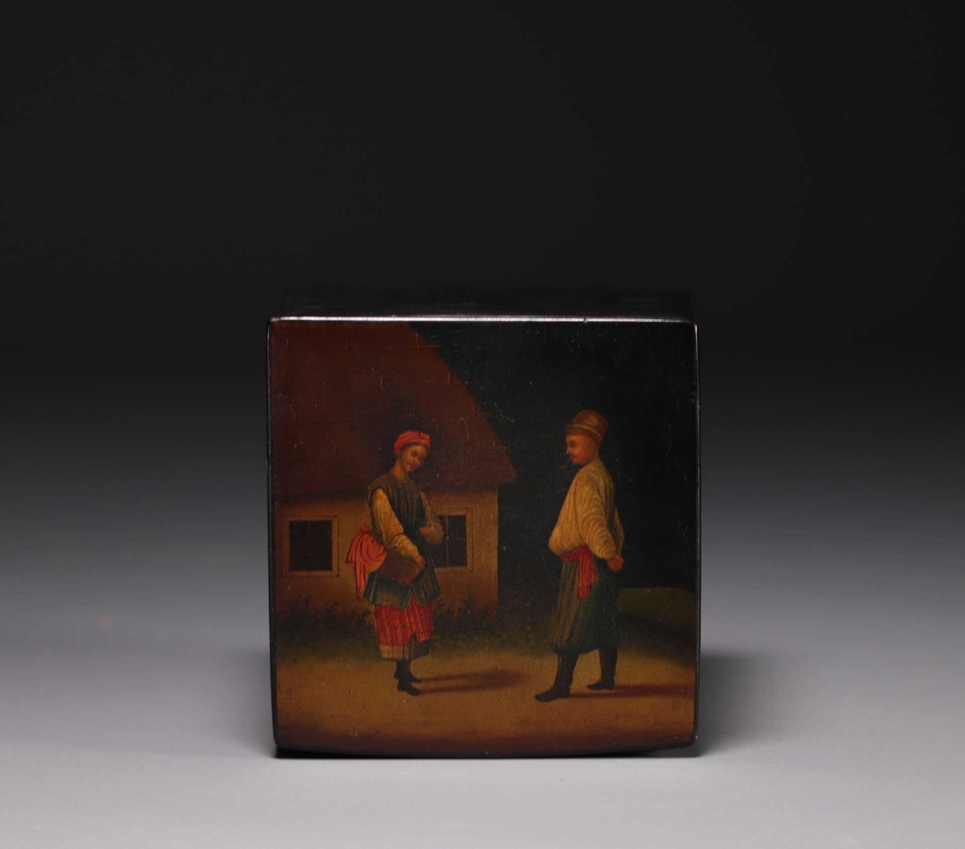 Set of four marquetry and lacquer boxes including a glove box stamped Tahan F. du Roi in Paris. - Image 2 of 9