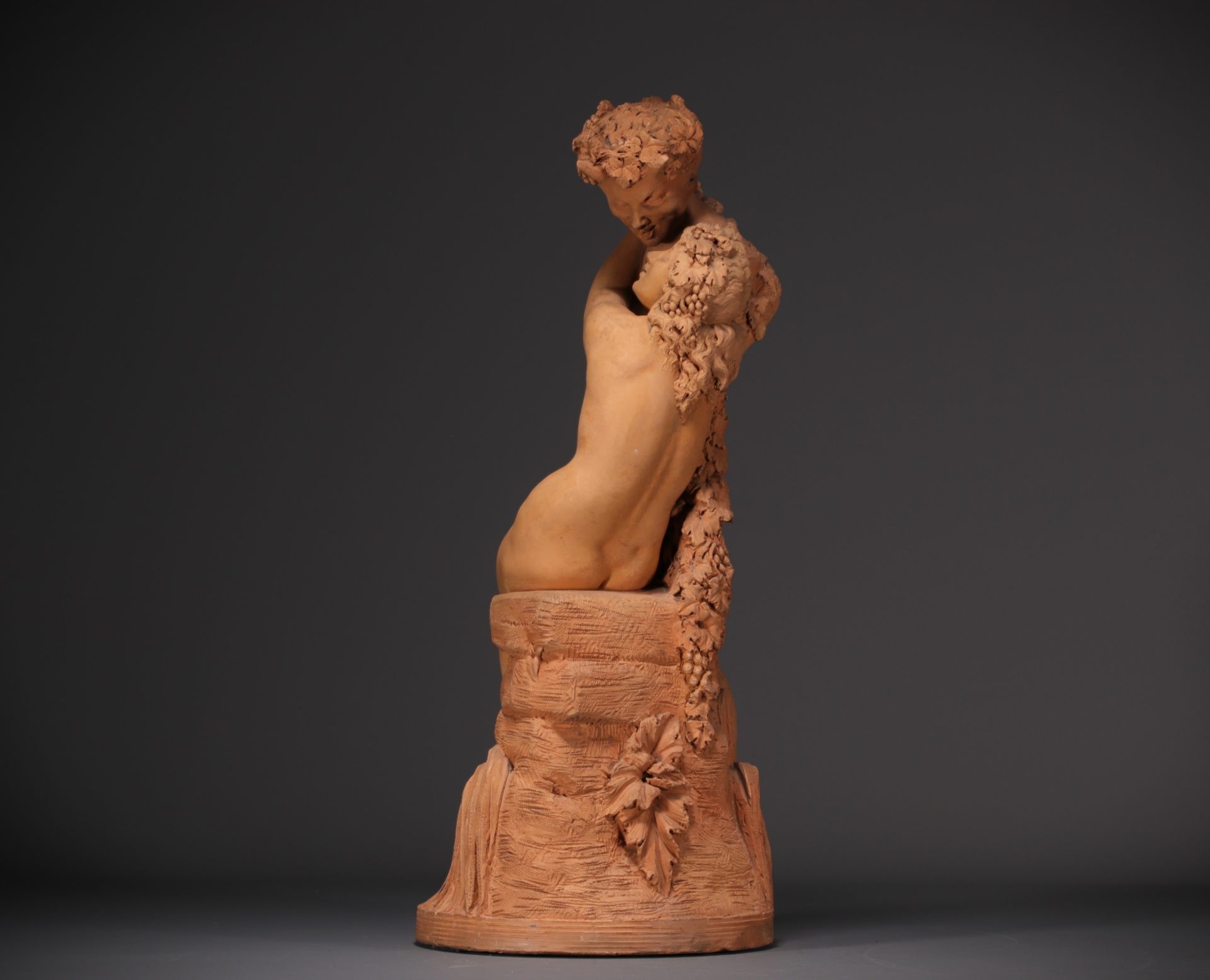 Antonio Giovanni LANZIROTTI (1839-1921) "Satyr and Bacchante" 19th century terracotta, signed. - Image 2 of 5