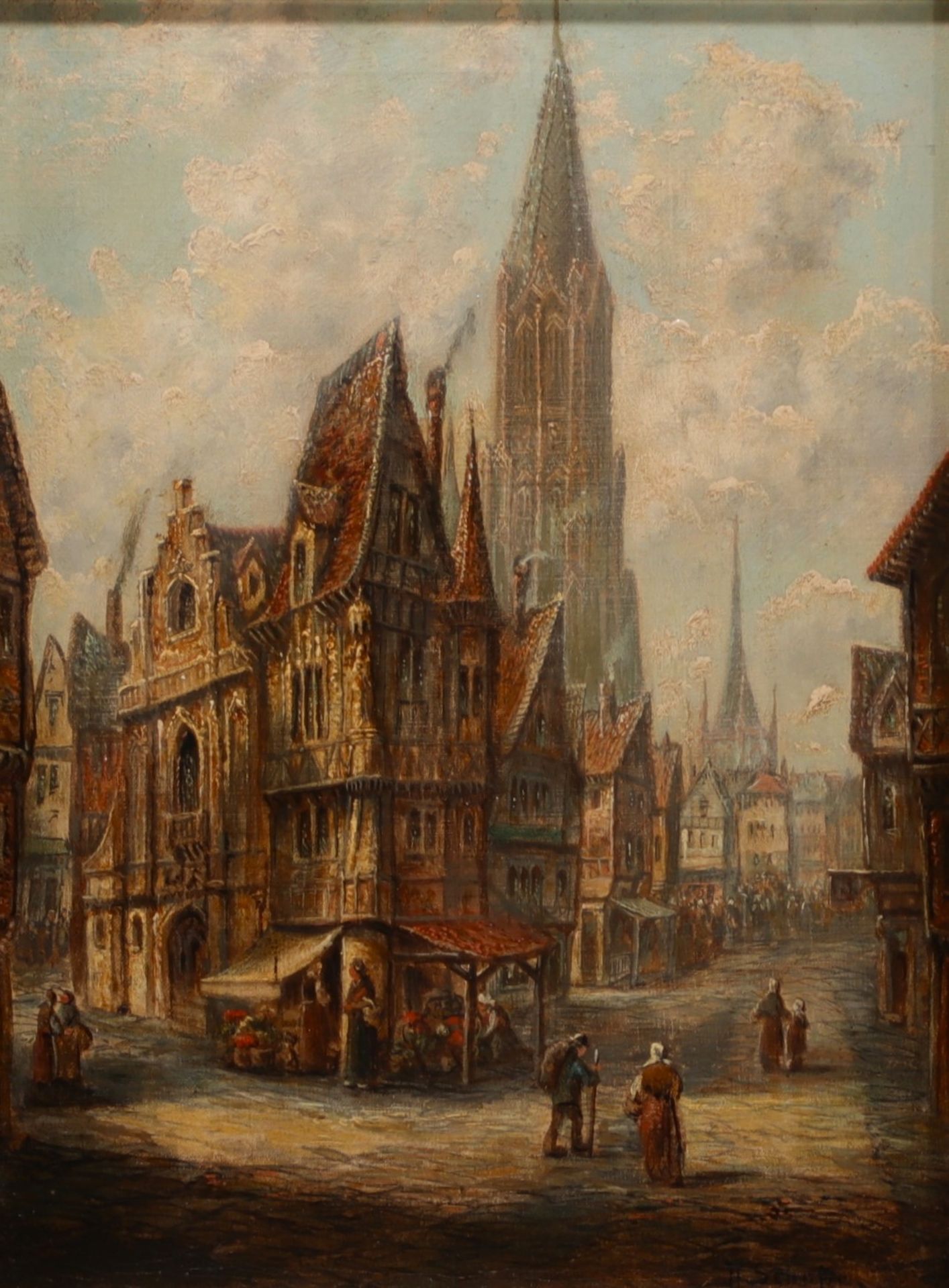 Henry Thomas SCHAEFER (1815-1873) "View of a French or German town" Oil on canvas.