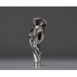 Antonio ALVES "J Pinto" - Art Nouveau cane knob representing a draped woman in solid silver.