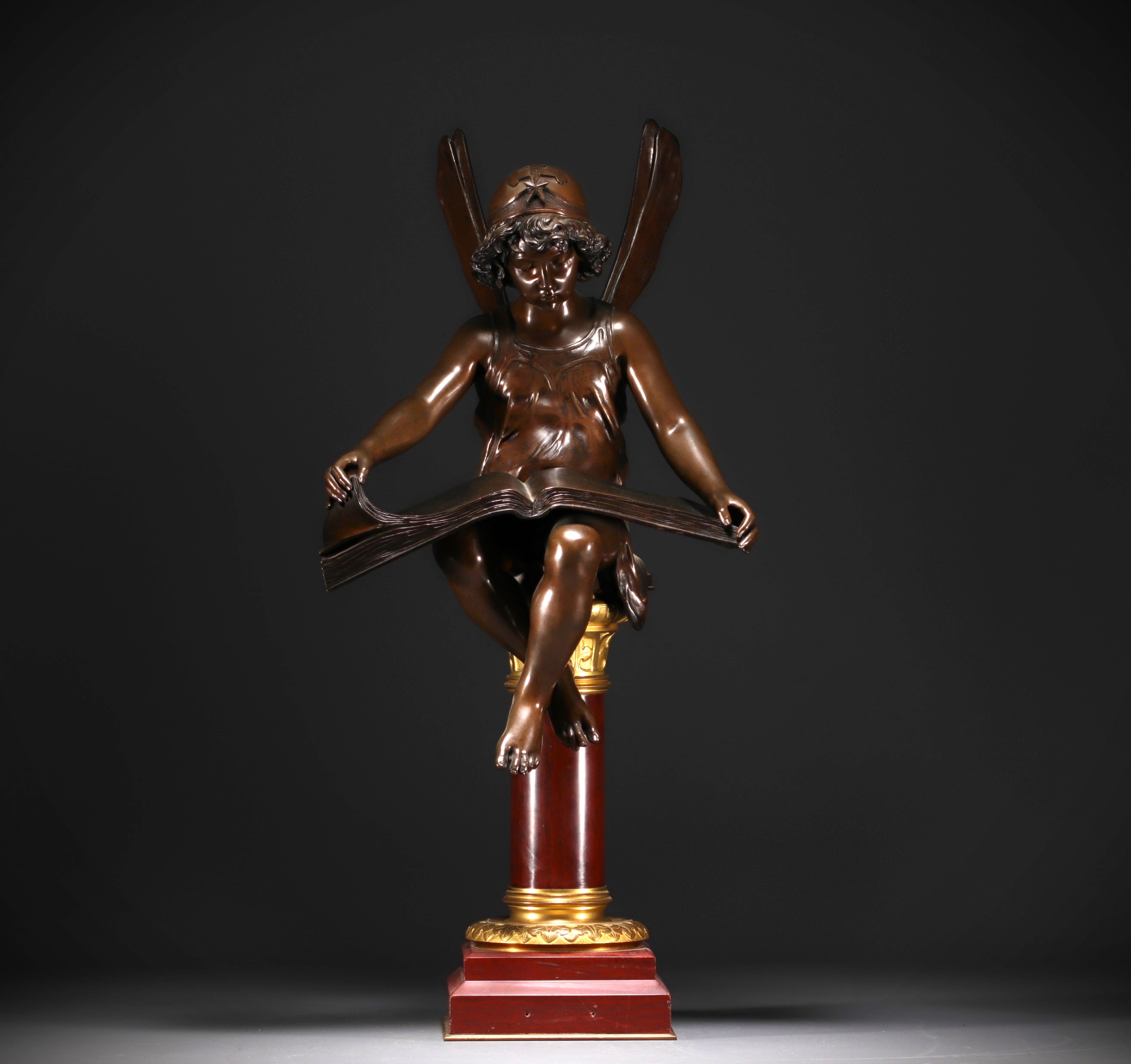 Alfred Joseph CHARRON (1863-1955) "Genie des sciences" Bronze with shaded brown patina, circa 1900.