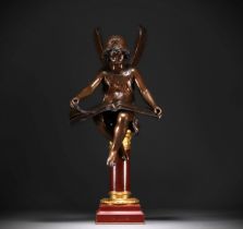 Alfred Joseph CHARRON (1863-1955) "Genie des sciences" Bronze with shaded brown patina, circa 1900.