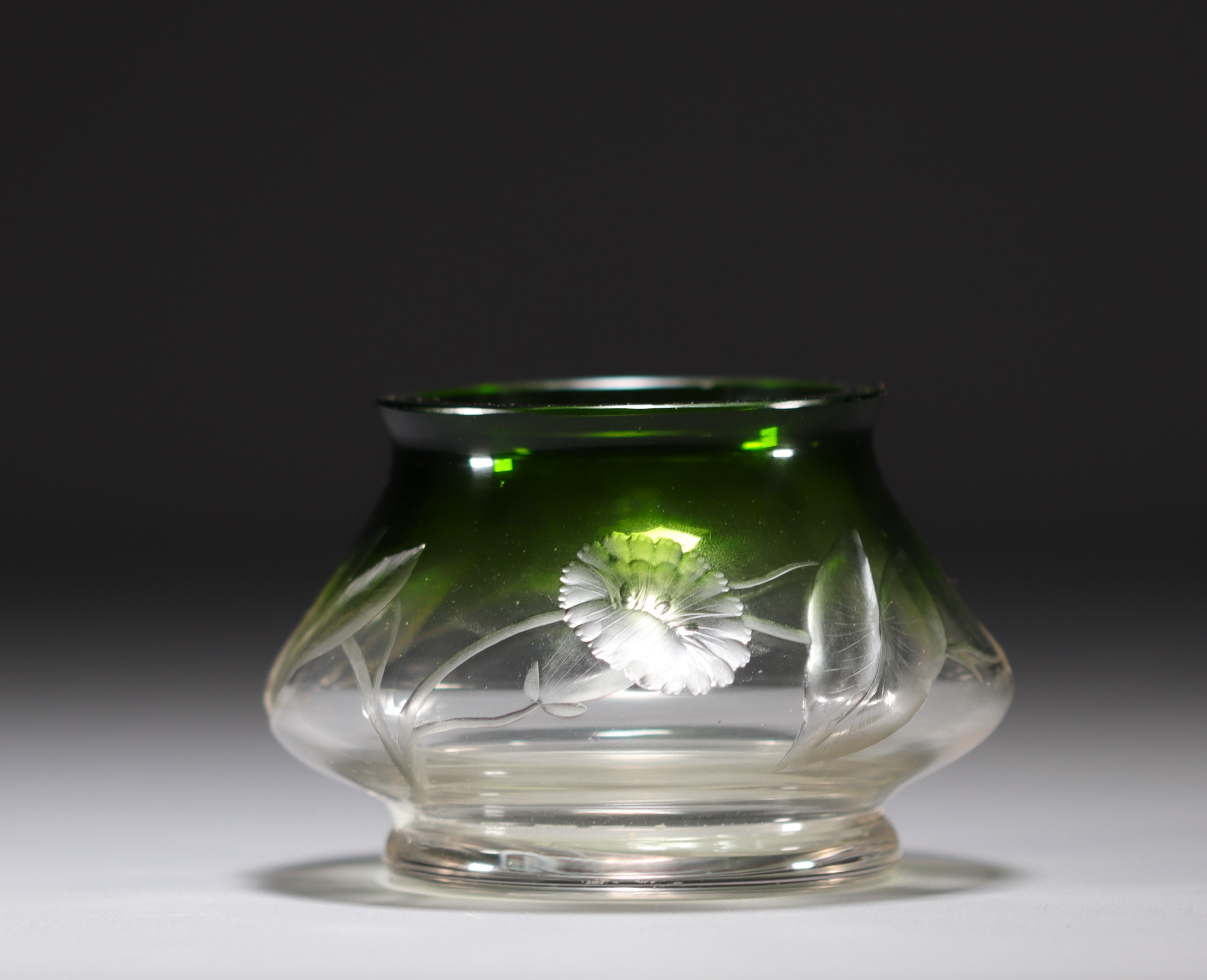 MOSER Karlsbad - Small vase with floral decoration in shades of green, circa 1900. - Image 3 of 5