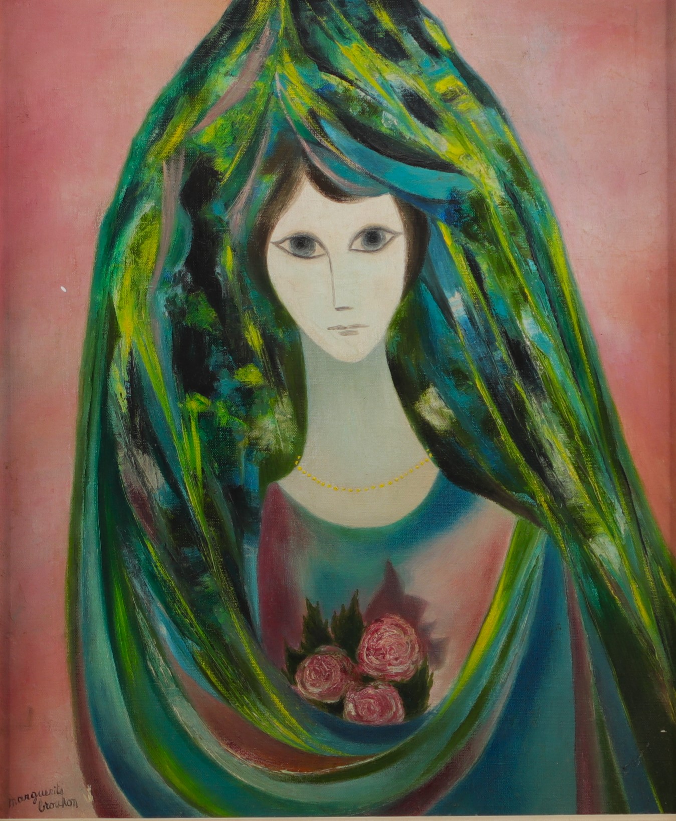 Margueritte BROUHON (1922-2004) "La Princesse aux fleurs" Oil on canvas