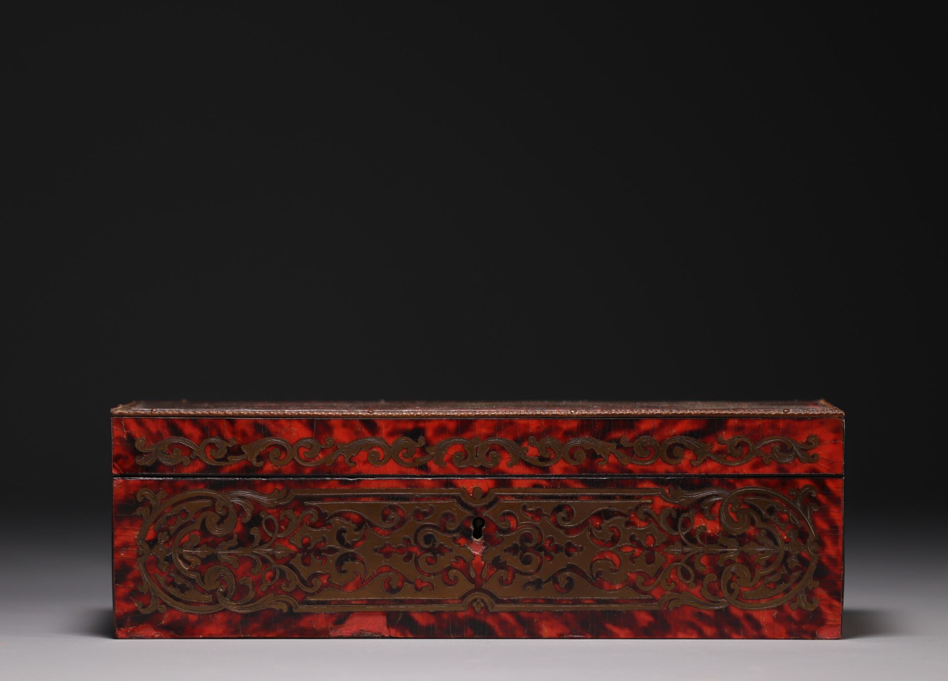 Set of four marquetry and lacquer boxes including a glove box stamped Tahan F. du Roi in Paris. - Image 9 of 9