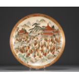 Japan - Large dish decorated with monks, Meiji period.