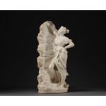 Ildebrando BASTIANI (1867-?) - "Young woman naming her lover" Sculpture in white marble...