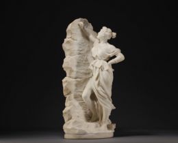 Ildebrando BASTIANI (1867-?) - "Young woman naming her lover" Sculpture in white marble...