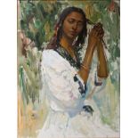 Tesfae ATSBEKHA (1970- ) "Mahlet, Jeune ethiopienne" Oil on canvas.