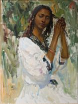 Tesfae ATSBEKHA (1970- ) "Mahlet, Jeune ethiopienne" Oil on canvas.