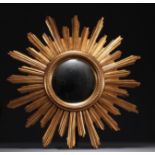 Sun mirror in gilded resin, circa 1960/70.