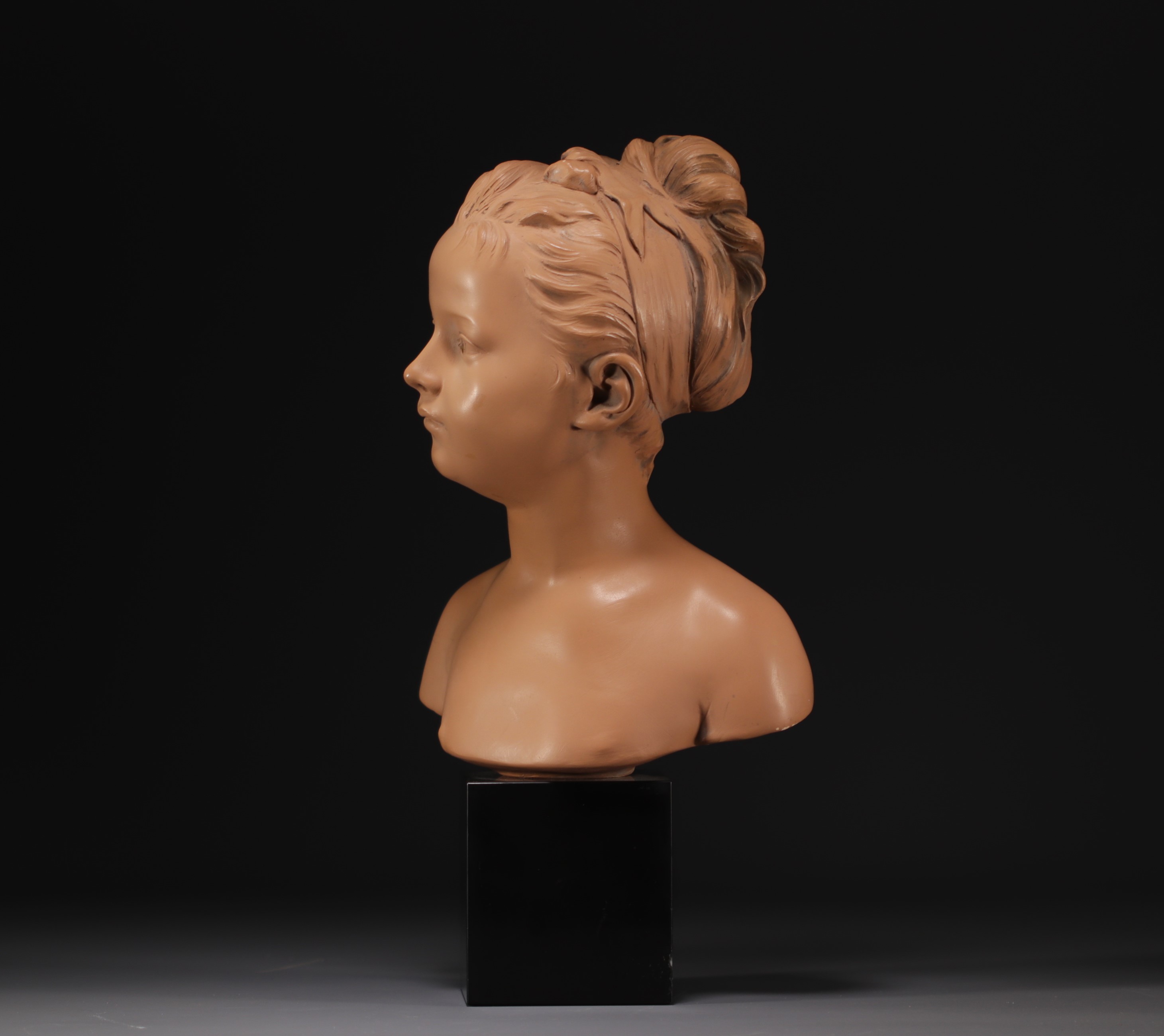 "Louise Brongniart" terracotta bust after Jean Antoine HOUDON. - Image 3 of 6