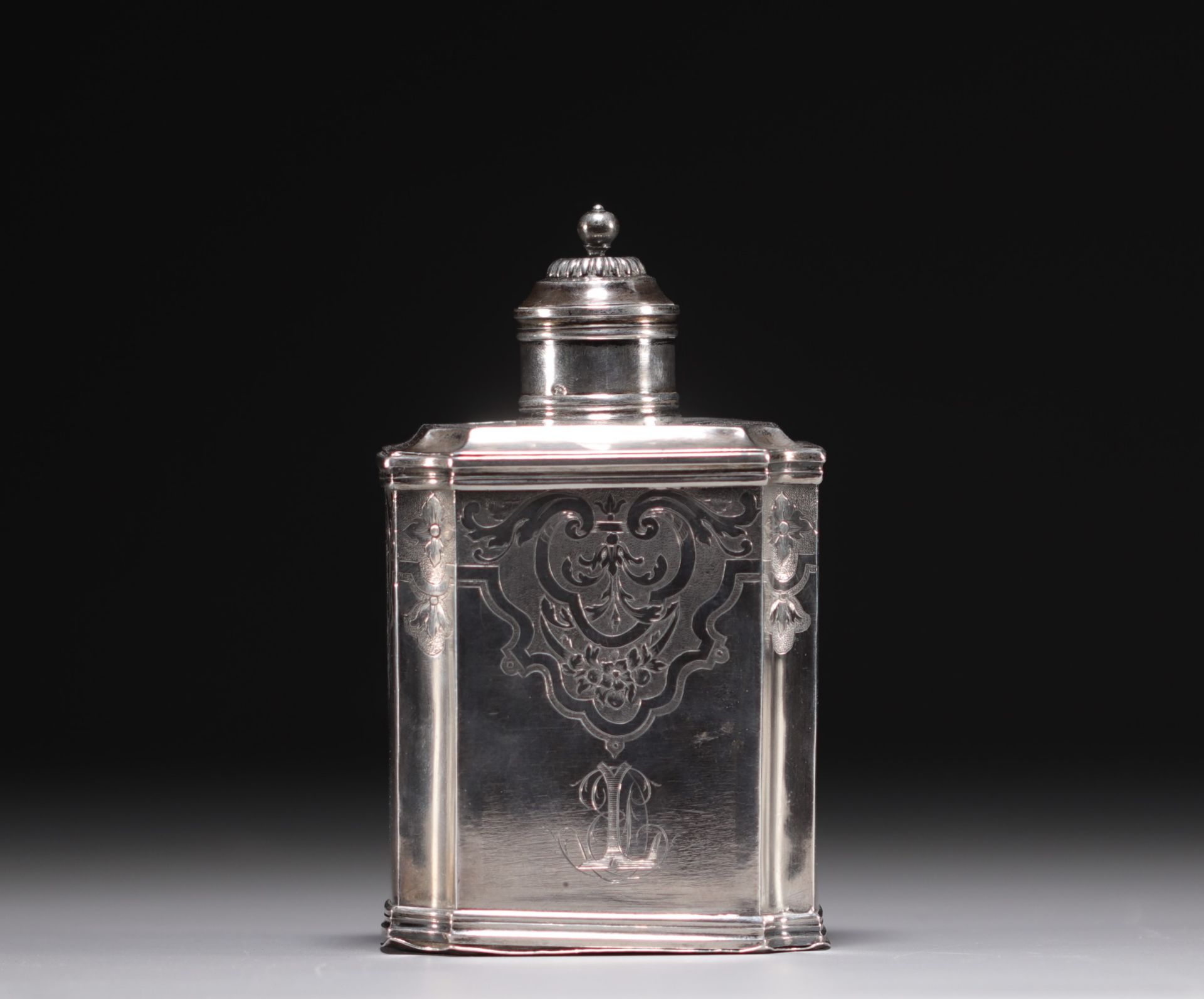 Silver tea caddy, French hallmark of imported work. - Image 3 of 4