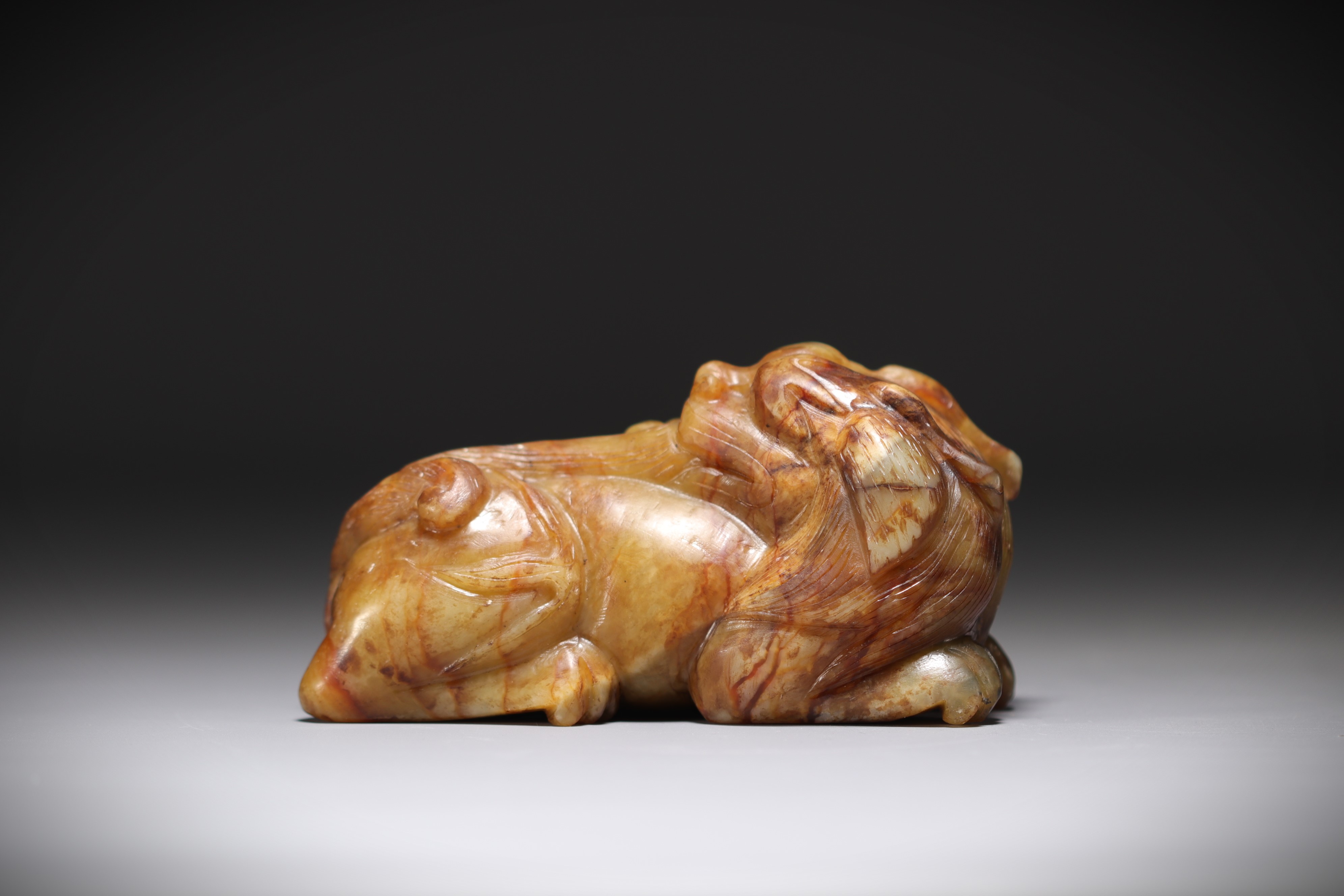 China - Chimera in brown/green jade. - Image 4 of 4