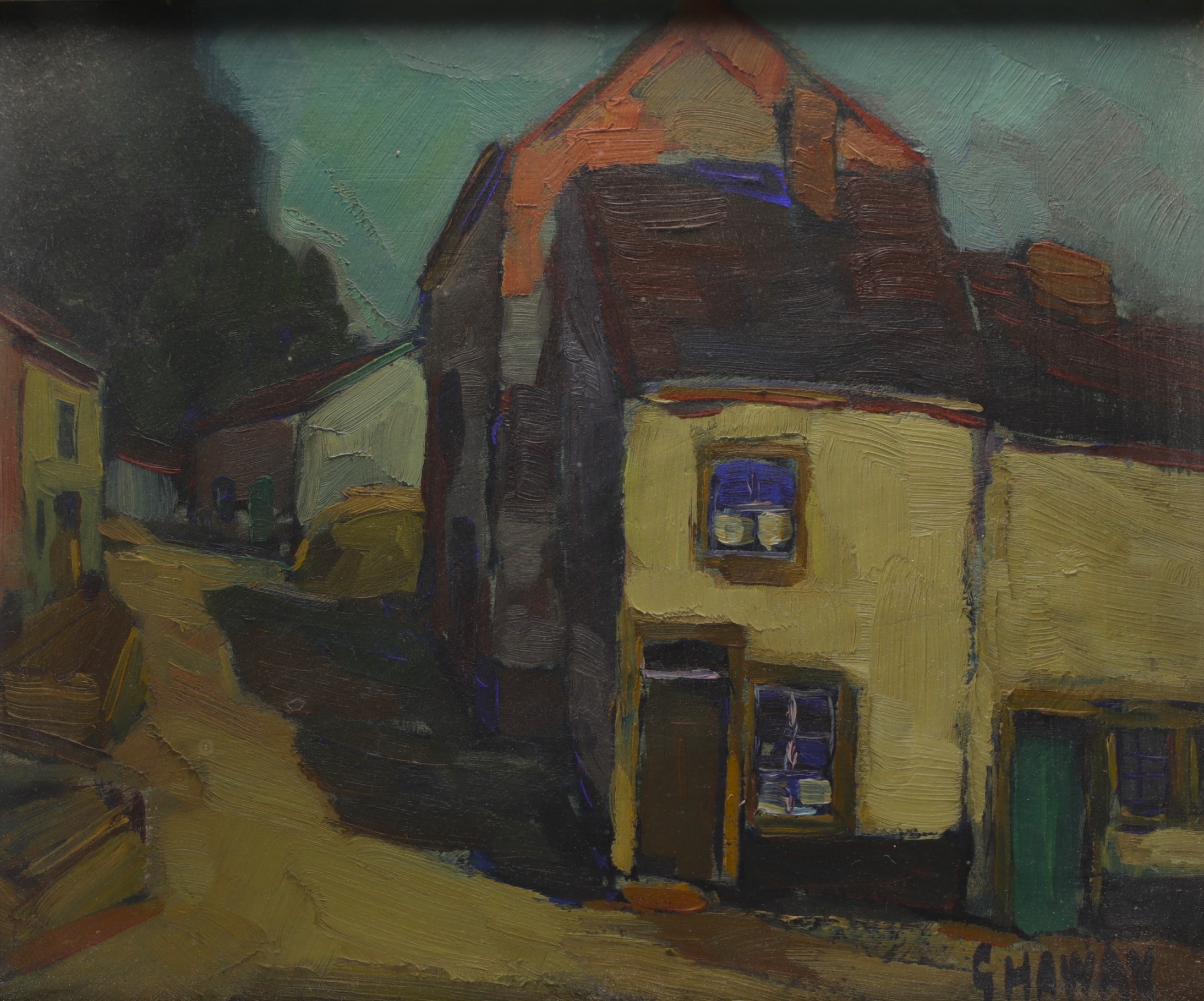 Georges HAWAY (1894-1945) "View of a village" Oil on panel, signed.