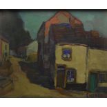 Georges HAWAY (1894-1945) "View of a village" Oil on panel, signed.