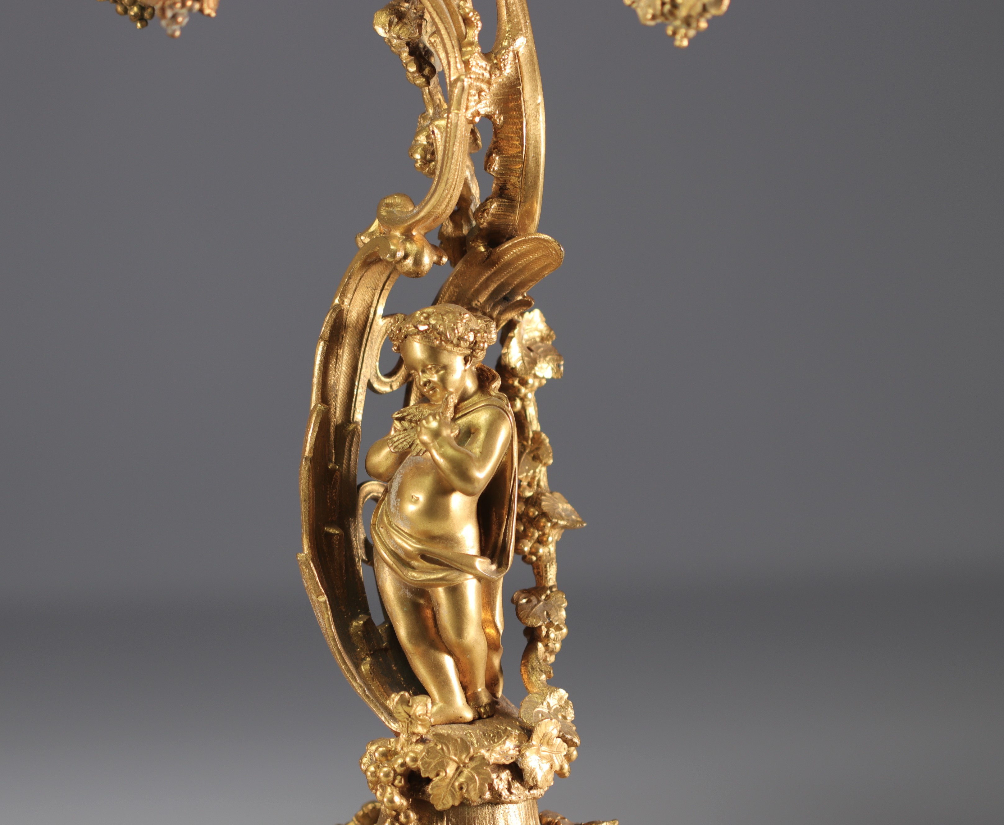 Louis XV style gilt bronze mantelpiece and candelabra, 19th century. - Image 6 of 6