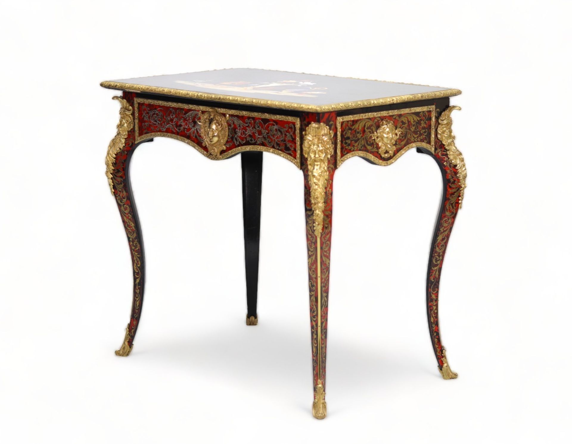 Alphonse GIROUX (1776-1848) Exceptional marble and gilt bronze marquetry table. Stamped "Alph. Girou - Image 2 of 7