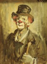 Robert COLOT (1927-1993) "Le clown triste" Oil on canvas.