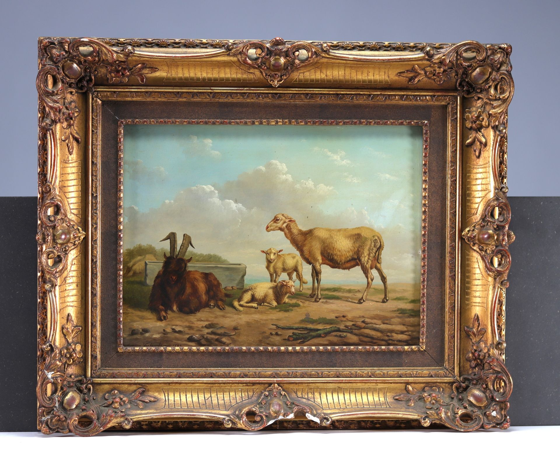 Eugene VERBOECKHOVEN (1798/99-1881) "Sheep and goats" Oil on panel. - Bild 2 aus 3