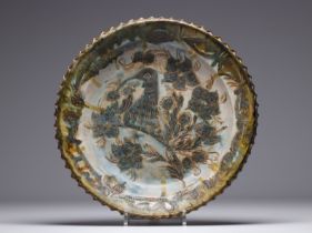 Francoise CHEDEVILLE Vallauris - Glazed ceramic dish with bird design, circa 1950.