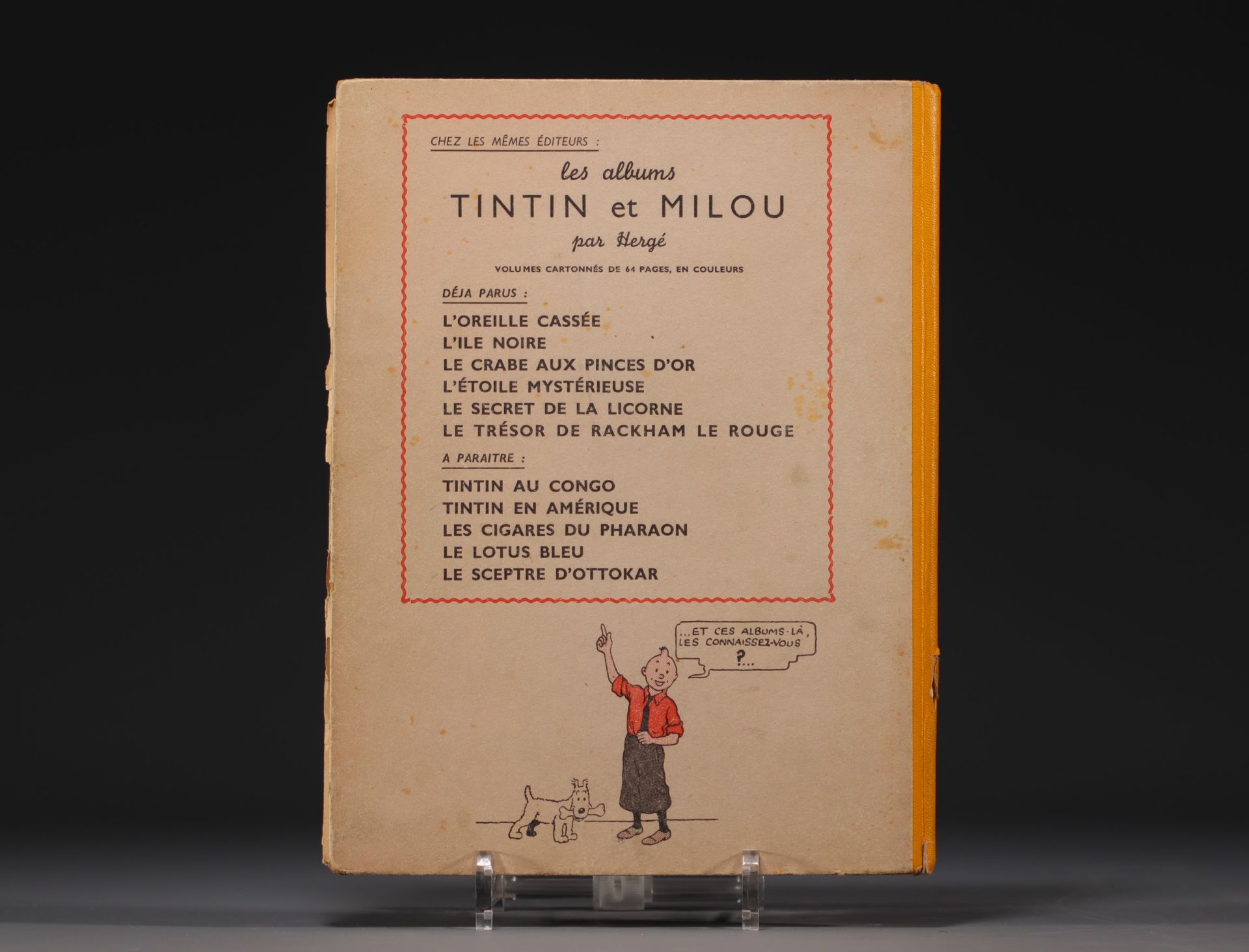 Tintin - "The Treasure of Rackham the Red" album, 1945 edition. - Bild 2 aus 2