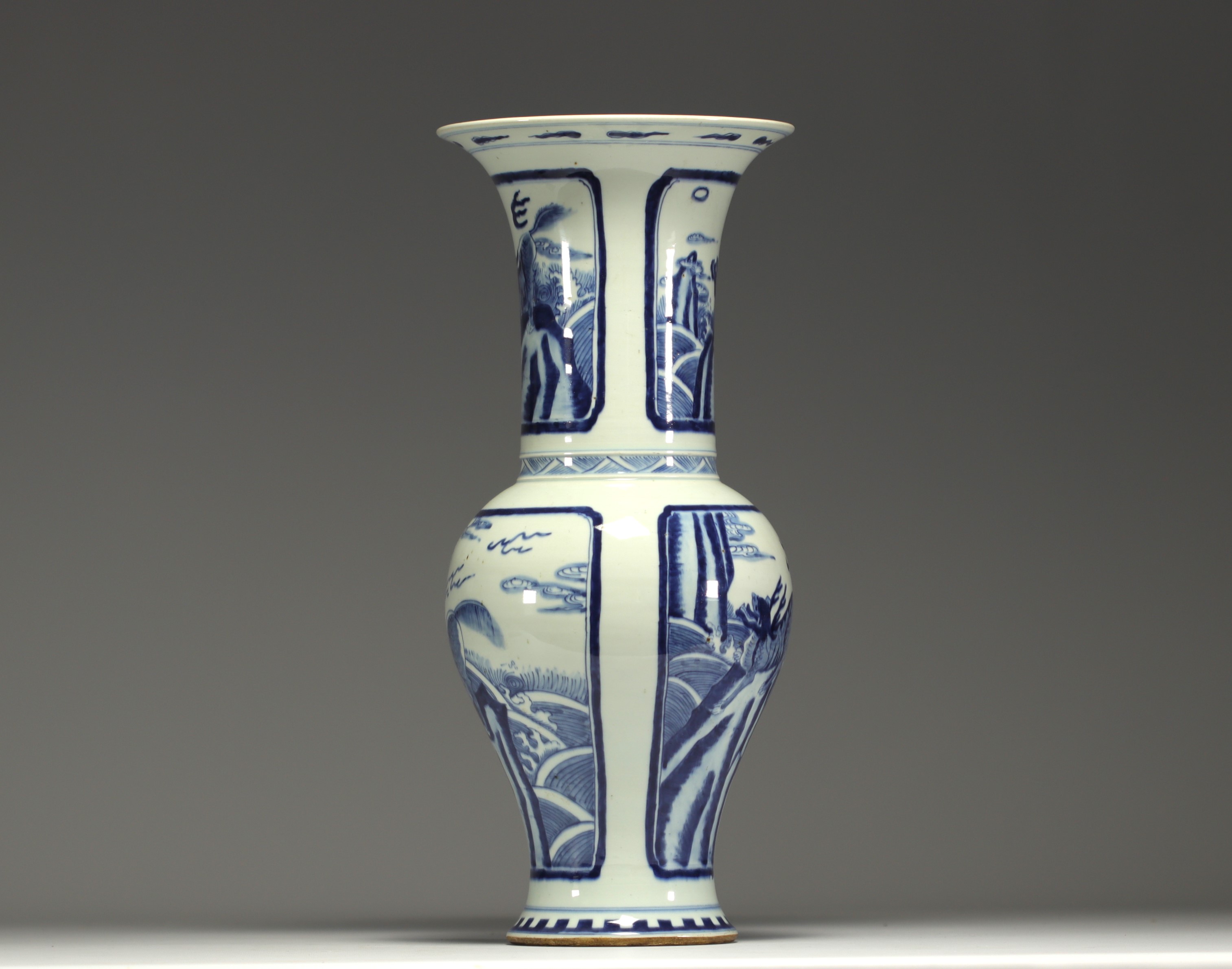 China - Large white-blue vase with chimera design. - Image 2 of 5
