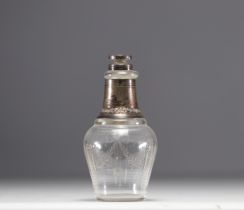 Small glass and silver decanter in the Louis XVI style, hallmarked Minerve.