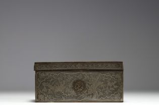 China - Pewter and copper tobacco drying case with dragon decoration, late 19th century.