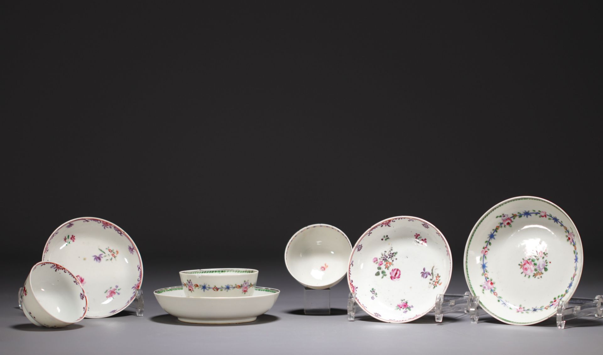 China - Set of Famille Rose porcelain bowls and saucers. - Image 2 of 3