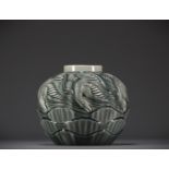 Charles CATTEAU (1880-1966), Crackled ceramic vase "aux mouettes", Boch KERAMIS.