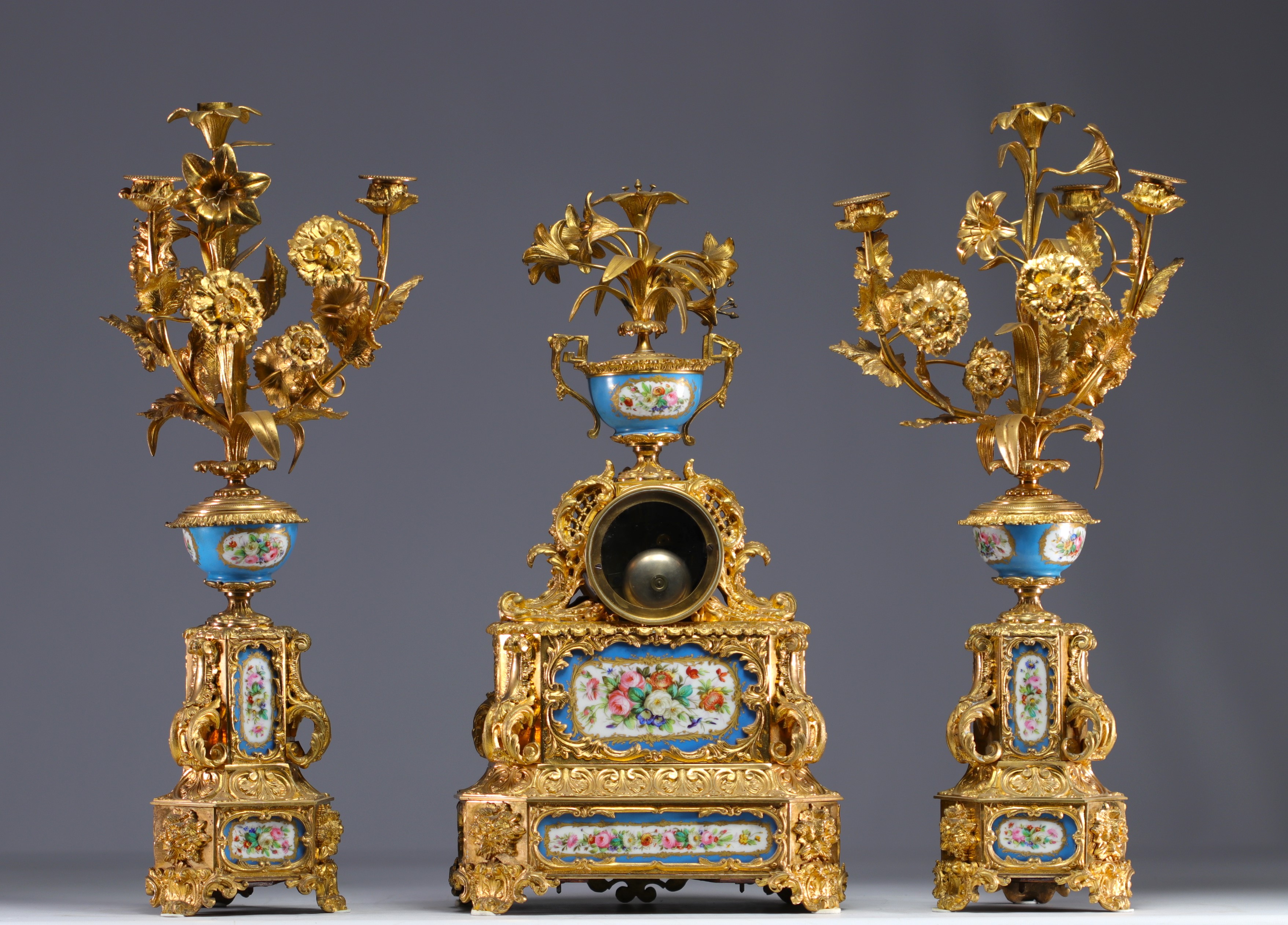 Imposing Sevres porcelain and gilded bronze mantelpiece. - Image 3 of 3