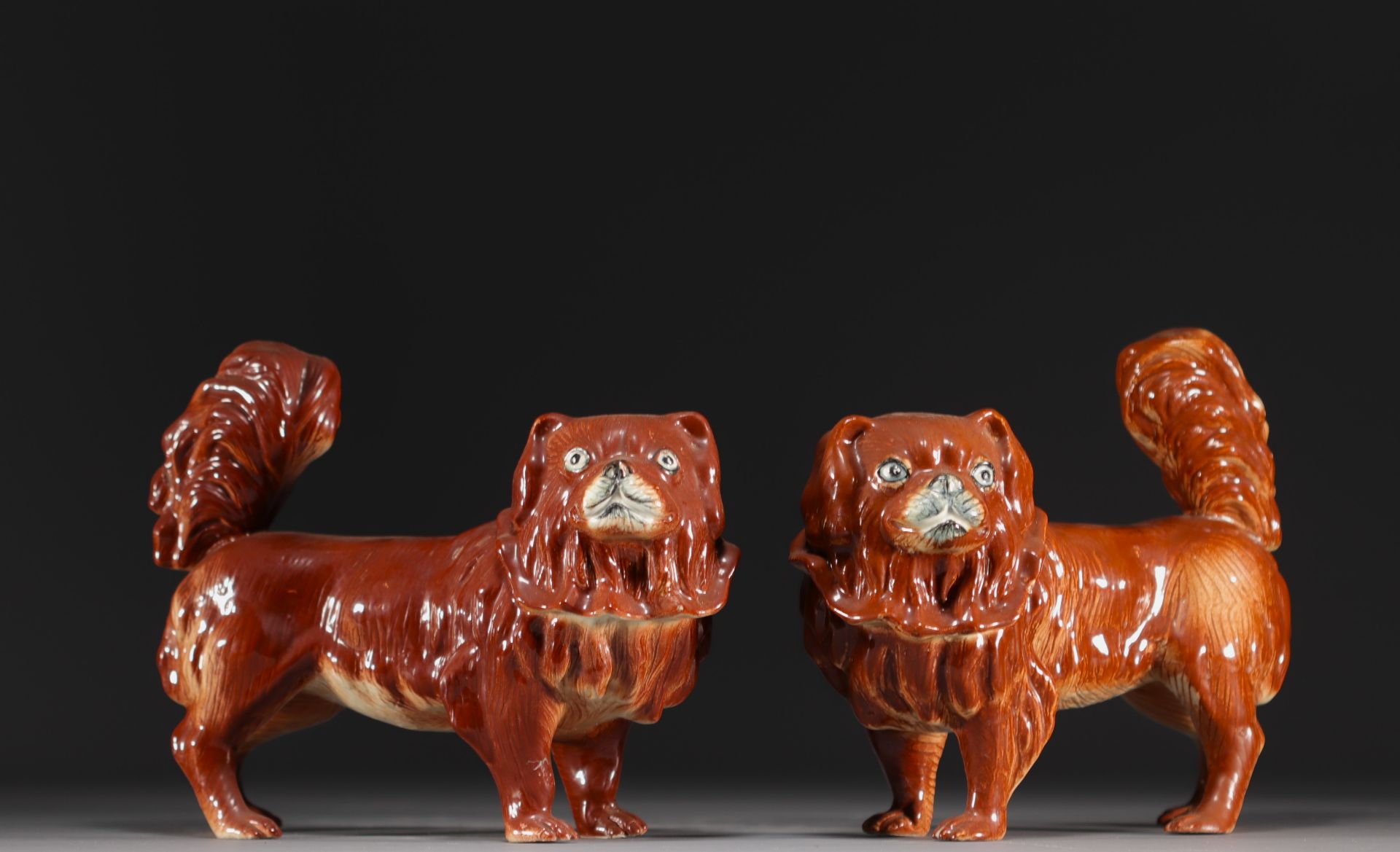 China - Pair of pekinese in fawn-colored porcelain. - Image 3 of 3